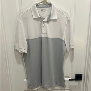 IZOD Men's Polo Shirt in White and Gray
